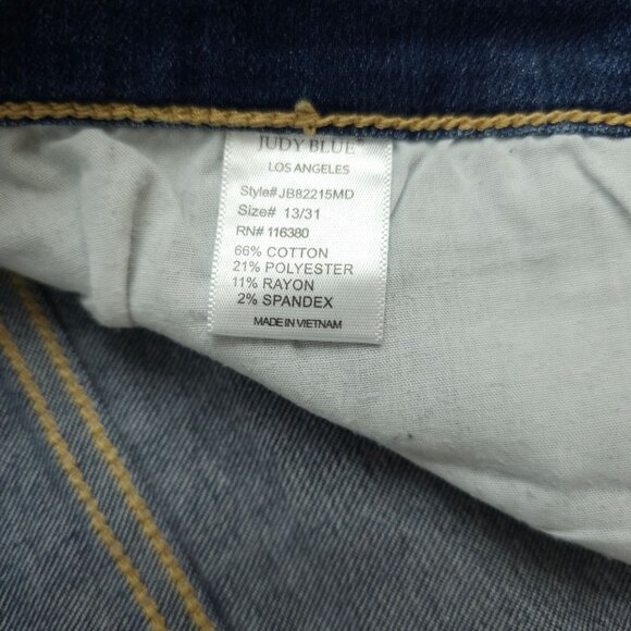Judy Blue Jeans Skinny Fit Distressed 13/31 Raw Hem Stretch High Rise Med Wash - Picture 4 of 14